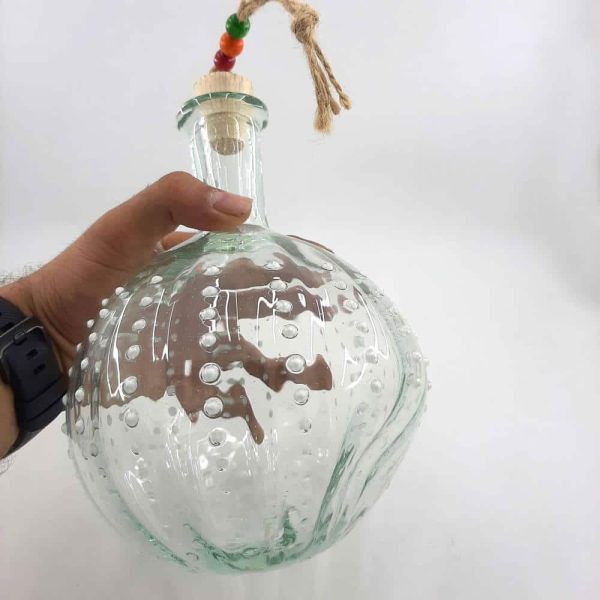 بطری گرد شیشه ای نگینی